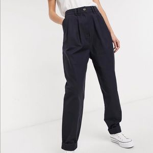ASOS DESIGN Tall ovoid pleat front peg pant in navy Size 12